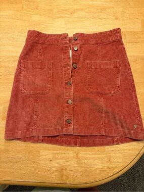 Roxy Rust Corduroy Button-Front Mini Skirt